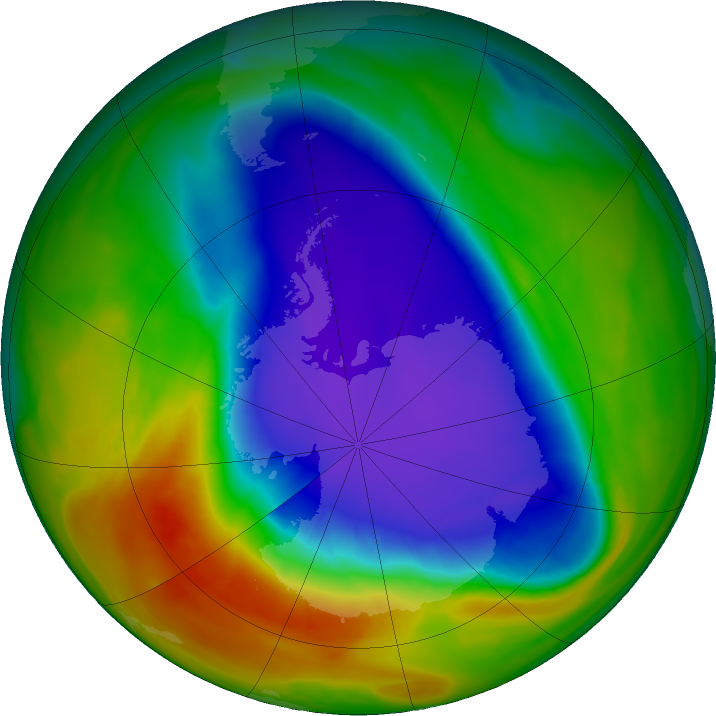 Antarctic ozone map for 10 October 2023